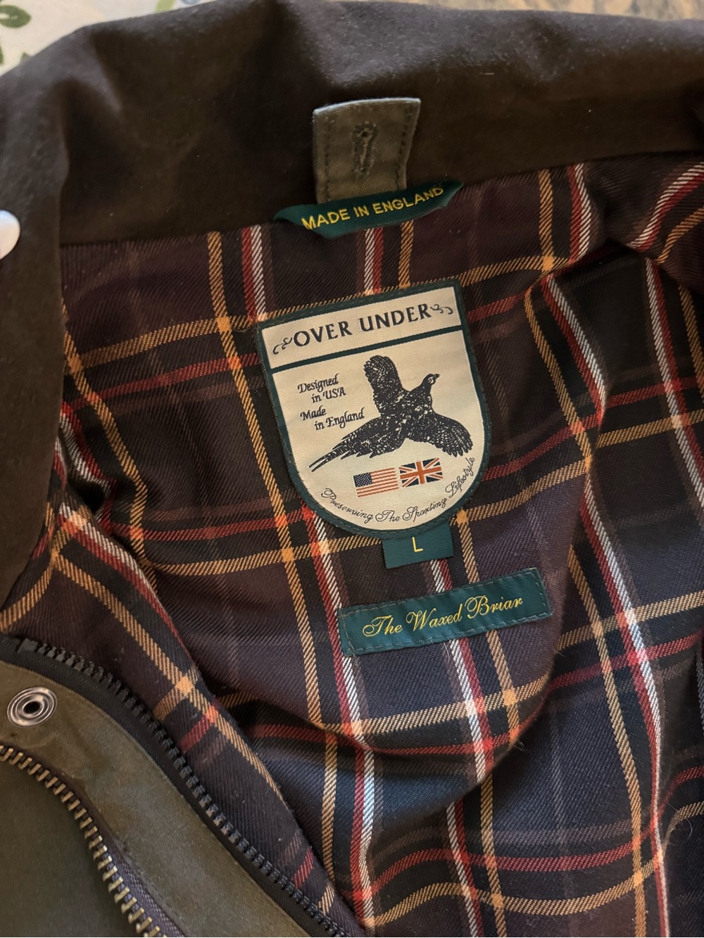 Waxed Olive Field Jacket with Corduroy Collar - Picture 4 of 4